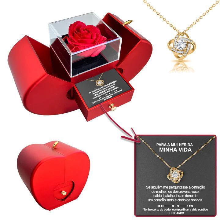 Colar de Prata 925 Com Rosa Especial - Para a Mulher da Minha Vida