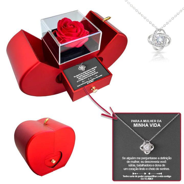 Colar de Prata 925 Com Rosa Especial - Para a Mulher da Minha Vida